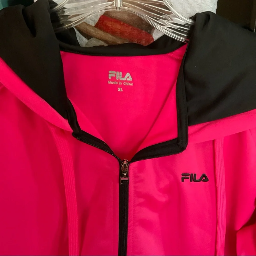 Fila Pink and Black Zip-Up Hoodie, light lining, breast cancer awareness - Picture 3 of 15